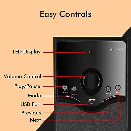 ZEBRONICS ZEB-BT460 RUF Subwoofer with Bluetooth Supporting, USB, FM, AUX and Remote Control (Black) ZEBRONICS ZEB-BT460 RUF Subwoofer with Bluetooth Supporting, USB, FM, AUX and Remote Control (Black)